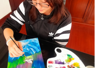 en clase de pintura en oleo